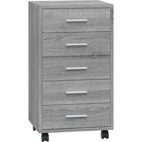 Commode Salon,Buffet,Armoire à tiroirs avec roulettes Sonoma gris Bois d'ingénierie -63490 (1/5)