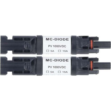 Packung mit 2 1000V Solar-PV-Steckverbindern, MC4-Stecker, integrierte Verpolungsschutzdiode, IP68 wasserdicht für Solarmodulanschluss (20A) (1/4)