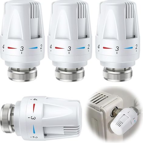 Tête Thermostatique, 4 Pièces Tête De Vanne De Radiateur M30 x 1 5, Robinet Thermostatique Radiateur, Vanne de Régulation de Température, Contrôle De La Température Pour La Maison Et Le Bureau (1/5)
