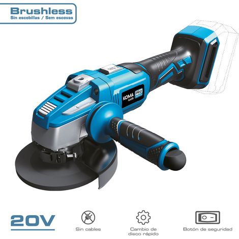 Amoladora angular brushless 20v ø125 mm sin batería ni cargador, 37,5 x 12 cm (1/5)