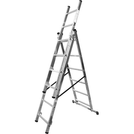 Echelle transformable 3 plans 3x6 échelons 3,15m/4m en aluminium Hailo HobbyStep Type d'embouts - Embout classique (1/5)