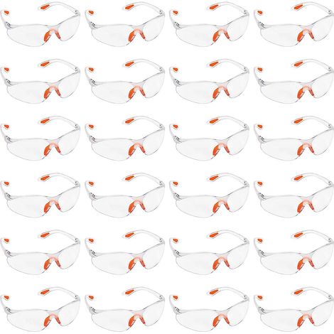 JANMIR-Lot de 24 lunettes transparentes - Lunettes avec verres en plastique, pont de nez et branches en caoutchouc pour un confort optimal - Lunettes transparentes pour EPI (1/5)