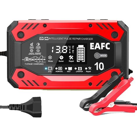 Chargeur de batterie, technologie de charge intelligente, détection multi-niveaux, Rouge (1/2)