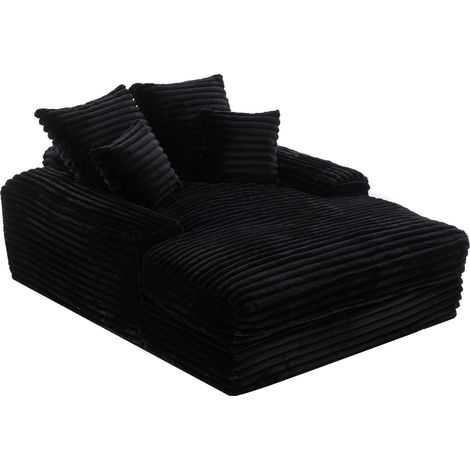 Chaise longue divano letto in velluto nero 137x175x63 cm con 4 cuscini, senza montaggio HOMVRA (1/5)