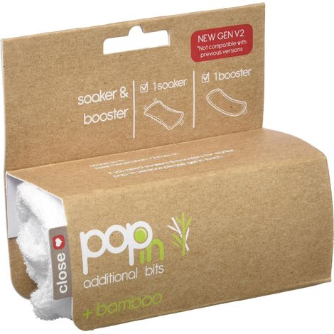 Close Pop-in - Panno per pannolino Soaker & Booster V2, in bambù, colore: Bianco (1/2)