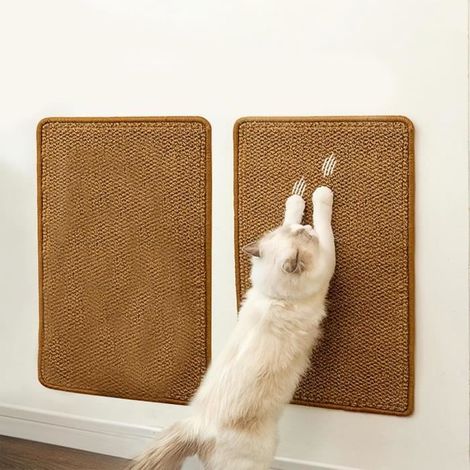 2 planches à gratter chat,5025cm Tapis griffoir chat griffoir en sisal tapis mural peut être collé,protection contre griffures (1/4)