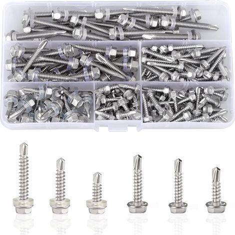 165 Pcs Vis Autoforeuse Metal M4,2 M5,5 Vis Autotaraudeuse Inox Vis Autoperceuse Pour Metal Tete Hexagonale Vis Autoperceuse à Tête Hexagonale Vis Hexagonales Autoperceuses en Acier Inoxydable (1/5)