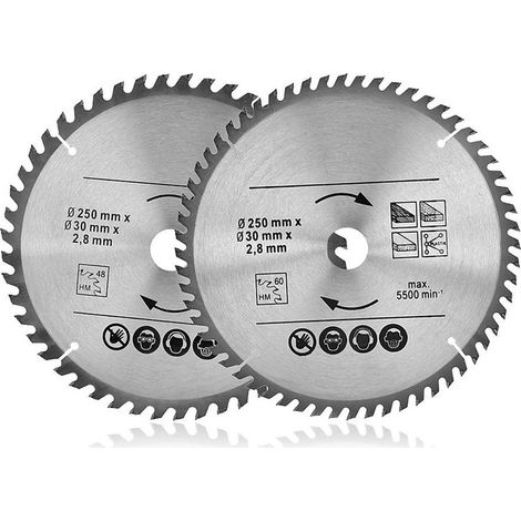 Union – Lame de scie circulaire 250 mm – Alésage 30 mm – 48T/60T TCT pour bois dur et contreplaqué – Coupe nette et durable (1/5)