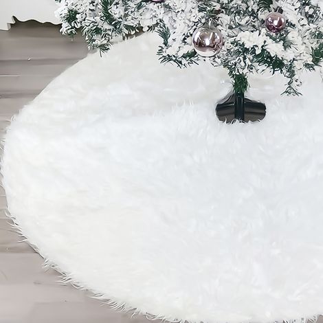 Wolketon Gonna albero di Natale bianco. Gonna albero di Natale neve. Gonna albero di Natale pelliccia sintetica bianca. Copripiedi abete. 122cm