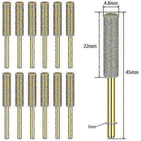 Set di 12 affilacatene Dremel per motosega. Diamantate. Affilatura di precisione professionale. 4,8 mm (1/5)