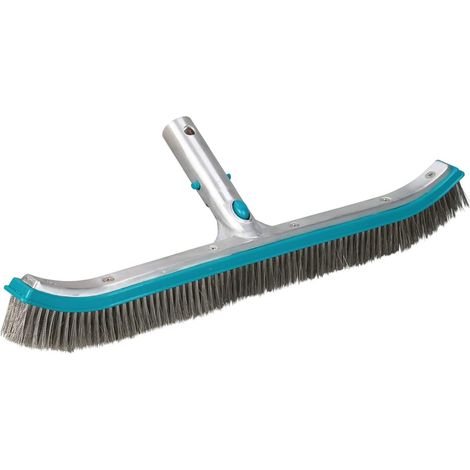 1 - Brosse De Piscine - Acier Inoxydable - Nettoyage Parois Et Fond - Pour Bassins Carrelés Ou Mosaïque - Compatible Perche Télescopique - Argent - 45cm