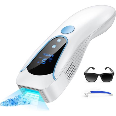 Épilateur Lumière Pulsée avec Fonction de Refroidissement, Épilateur Laser avec 999,900 Flashs, 9 Niveaux d'Énergie, Épilation IPL pour Visage, Aisselles, Jambes et Bikini - Hommes et Femmes, Blau (1/5)