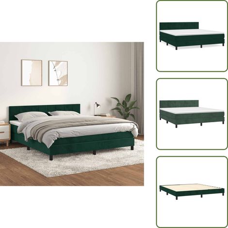 The Living Store Boxspringbett mit Matratze Dunkelgrün 160x200 cm Samt - Boxspringbett - Samtbett - Doppelbett - Dunkelgrünes Bett - Bett Mit Matratze (1/5)