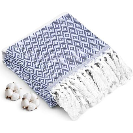 Beach Towels, 100 x 180 cm Turkish Towels, Hammam Towel for Travel, Sports, Yoga, Fitness, Gym, (Dark Blue) (1/5)