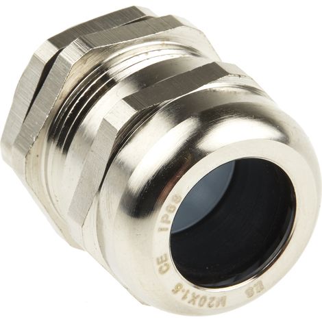 Presse-étoupe M20 en Laiton nickelé pour câble de 8mm à 14mm, avec contre-écrous, IP68 ( Prix pour Paquet de 5 ) (1/4)