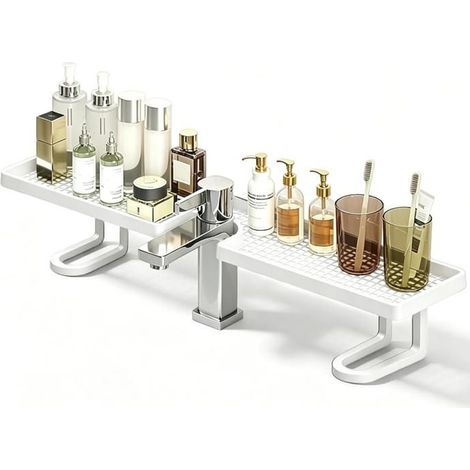 Organisateur Derrière Le Robinet, Étagère de Rangement sans Perçage pour Évier de Cuisine et Lavabo de Salle de Bain,601111CM (1/5)