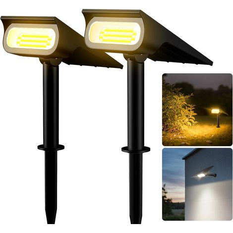 Spot Solaire Extérieur, Lampe Solaire Jardin IP65 Étanche Batterie 4000mAh, Éclairage solaire réglable 3 couleurs (froide/naturelle/chaude), idéal jardin, allée et terrasse (1/5)