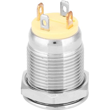 Bouton poussoir métallique tête plate auto-réinitialisation étanche voyant LED jaune avec symbole d'alimentation 12 mm (3 V) 1 pièce (1/5)