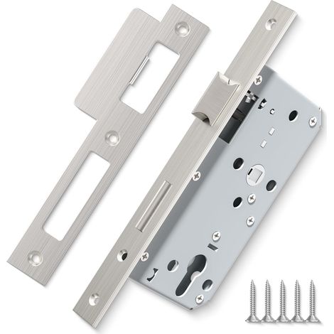 1 pièce nickel satiné 7250 serrure à mortaiser en acier inoxydable trou européen pour portes intérieures et portes de salle de bain (1/5)