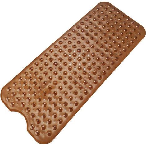 Tapis de baignoire antidérapant 40x100cm - Ventouses PVC - Transparent brun ovale - Antichute pour douche (1/5)