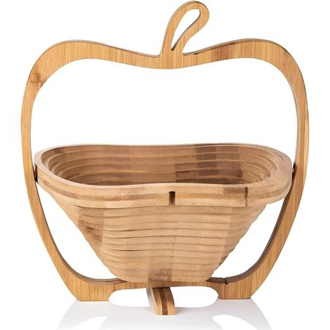 Corbeille à Fruits Bambou Pliable 3 en 1 - Design Pomme (1/5)