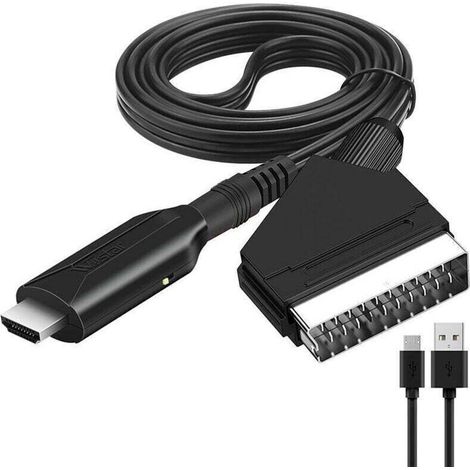 Convertisseur péritel vers HDMI, péritel vers HDMI avec câble HDMI, pour téléviseur Full HD 720p/1080p pour lecteur DVD, VHS, magnétoscope