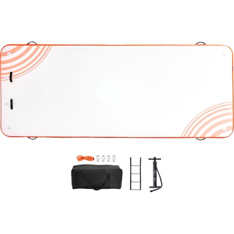 Mophorn Quai flottant gonflable 15 x 6 pieds, plate-forme d'eau antidérapante, sac portable et échelle amovible, radeau d'île flottant pour piscine, plage, océan (1/5)