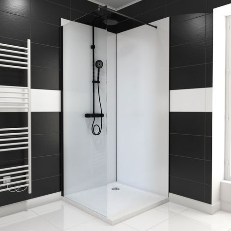 pack de 2 panneaux muraux aluminium blanc 90+90x210 cm avec profilés noir mat - wall'it (1/6)