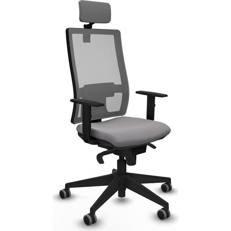 Horna sincro malla gris similpiel gris brazos 1D base piramidal cabecero 2D ruedas 65mm engomadas (1/5)