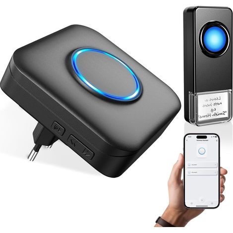 Sonnette sans Fil Exterieur Etanche, Compatible avec Application Smartphone, Sonnette Connectée 0-110dB 32 Mélodies, Doorbell avec Notification à Distance, Sonnette Extérieure avec Flash LED (1/5)