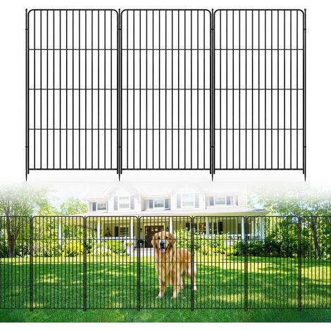 Clôture décorative de jardin sans creuser – Barrière extérieurérieure en métal noir pour animaux - terrasse et jardin – Montage rapide et sécurisé – 10 pièces (1/5)