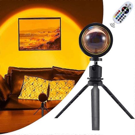 Projecteur de coucher de soleil LED arc-en-ciel, lampe USB, projecteur de coucher de soleil, lumière LED romantique avec 16 couleurs, veilleuse moderne sur pied pour téléphone. (1/5)