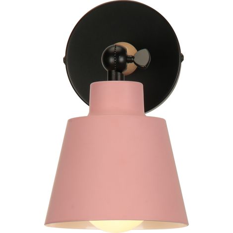 Minimalist Wall Sconce Nordic Pink Modern Wood Wall Lamp Retro Wall Lights For Bedroom Bedside Hallway Cafe Office Corridor E27