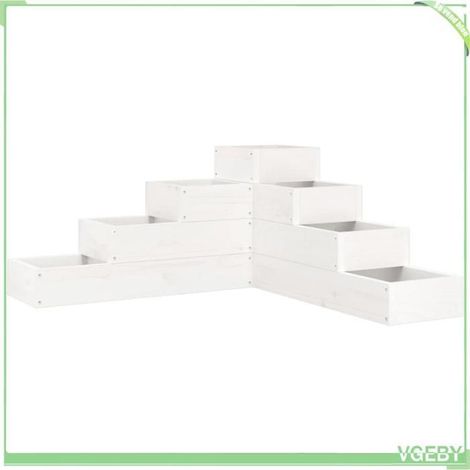 Jardinière - FAFEICY - 4 niveaux - bois de pin massif - blanc - coin 80,5x79x36 cm (1/5)