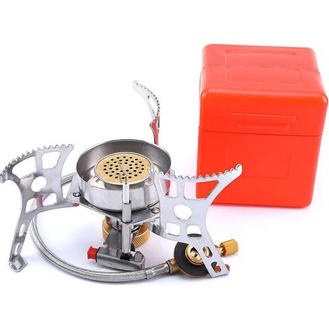 Réchaud à gaz portable de camping, brûleur et ustensiles de cuisine, équipement de camping, haute puissance, pliable, pour les voyages, réchaud de cuisine portable à feu puissant (1/5)