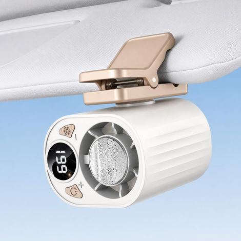 Ventilateur Portable à Pince avec Écran LED, 199 Vitesses, Refroidissement Turbo 18 000 RPM, Mini Ventilateur à Rotation 360° pour Voiture, Bureau, Parasol, Ceinture, Camping et Randonnée Blanc (1/5)