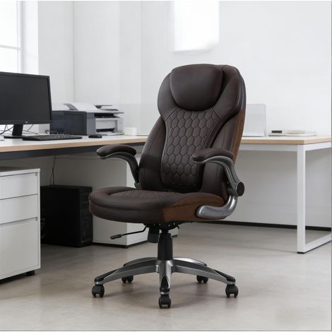 Bürostuhl ergonomisch höhenverstellbar 150 kg Braun OKMYHOME (1/5)
