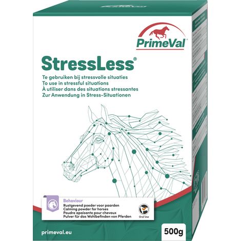 PrimeVal Stressless Pulver für Pferde - beruhigendes Ergänzungsfuttermittel für Stress-Situationen - 500 g (1/5)