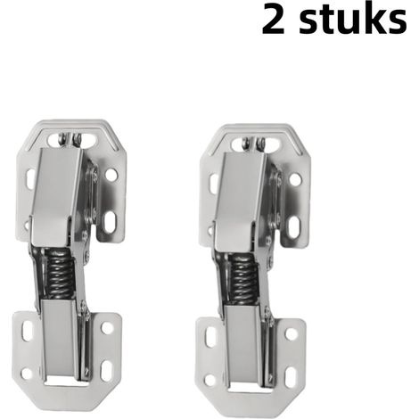 Charnières sans perçage en 2 parties - Adaptées aux portes de placards et d'armoires - Charnières hydrauliques à amortissement - Charnières hydrauliques sans perçage - Charnières à pont de 10 cm (1,3 (1/5)