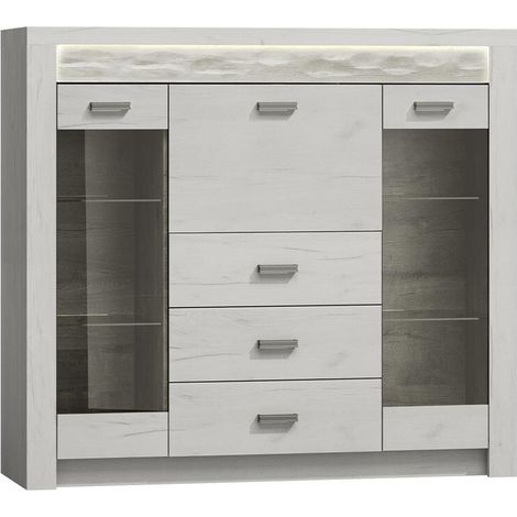 Cómoda Serfeno 105, Arte blanco, Con cajones y puertas, Número de cajones: 3, 122x137x42cm