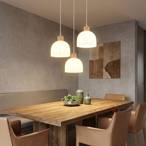 Suspension LED, lampe de salle à manger, hauteur réglable, verre, H 130 cm (1/5)