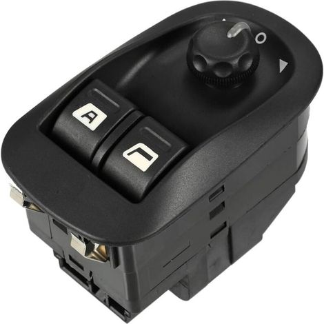 Interrupteur de commande de rétroviseur électrique compatible avec Peugeot 206 2000-2009, rétroviseurs rabattables électriques de porte en plastique noir durable (1/4)