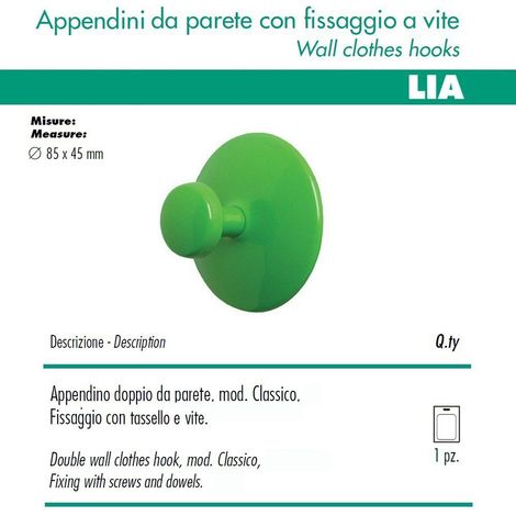 1 appendino da parete classic disco fissaggio a muro verde