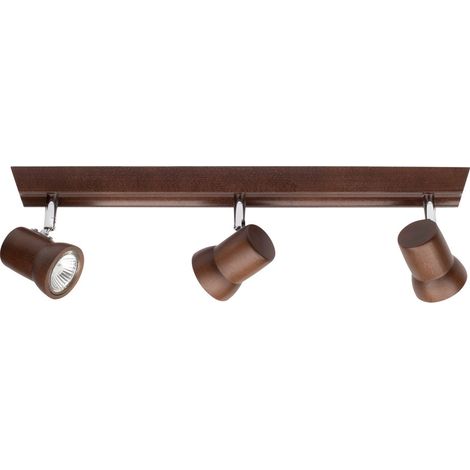 Plafonnier en Hêtre teinté Noyer 3 Ampoules Coordonné bois VENLA (1/2)