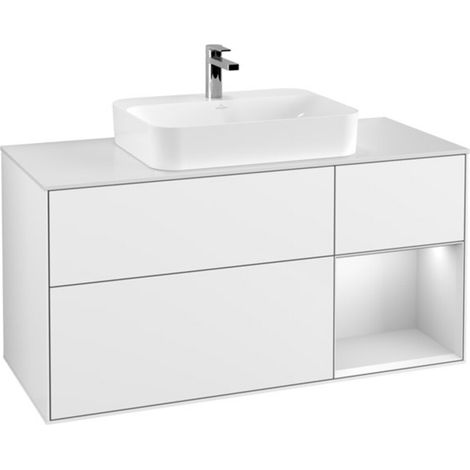 V&B Waschtischunterschrank Finion 120cm, Pl w m, Rg r w m Lac, glo wh. Lac (1/2)