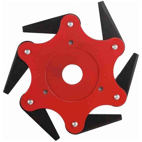 Tête de débroussailleuse à 6 lames, diamètre intérieur 2,5 cm, en nylon et acier au manganèse, rouge. (1/5)