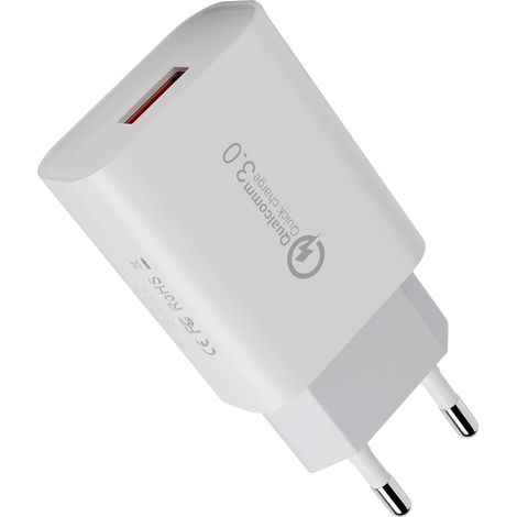 18W Chargeur Rapide Prise USB Secteur pour Samsung Galaxy S21 20 S10 S9 S8 S7 A55 A53 A50 A40 A34 A20 A15 A14 A13 A03 M34, pour iPhone Xiaomi Google Huawei Oppo Oneplus, Chargeur Mural Universel (1/5)