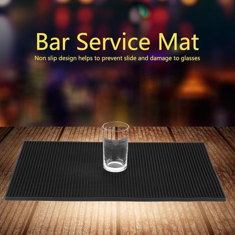 Lot de 1 dessous de verre PVC noir souple, bar antidérapant imperméable, protection plan de travail cuisine, tapis isolant réutilisable (1) (1/5)