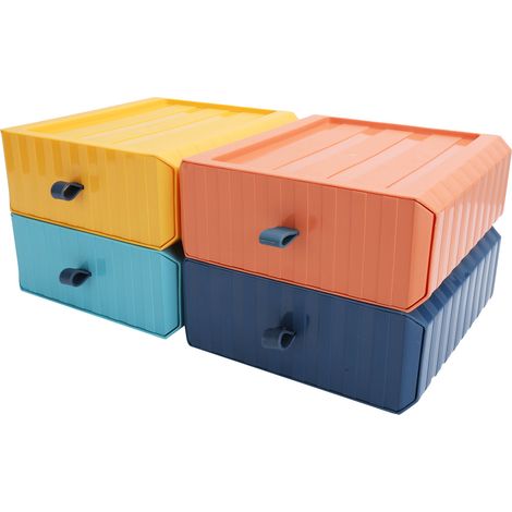 4 Pièces Boîtes de Rangement Plastique pour Tiroirs, Organisateur de Bureau Emboîtable pour Maison et Bureau (1/5)
