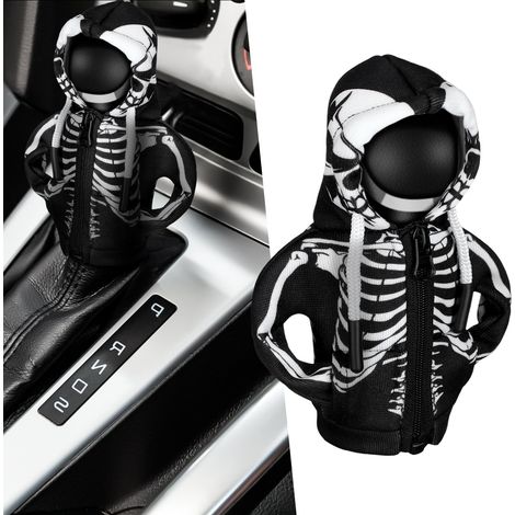Décoration de capuche pour levier de vitesse de voiture Halloween avec motif amusant, mini couvre-pommeau universel, accessoires intérieurs automobiles, cadeau, noir, tête de mort (1/5)